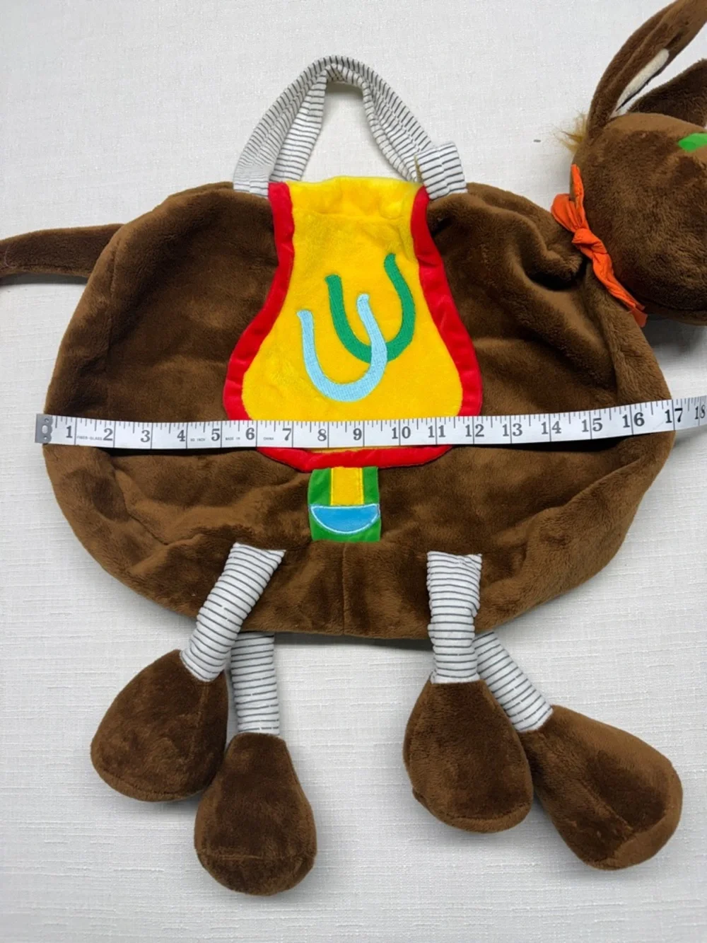 Kids Brown Plush Horse Shoulder Bag with Yellow Saddle